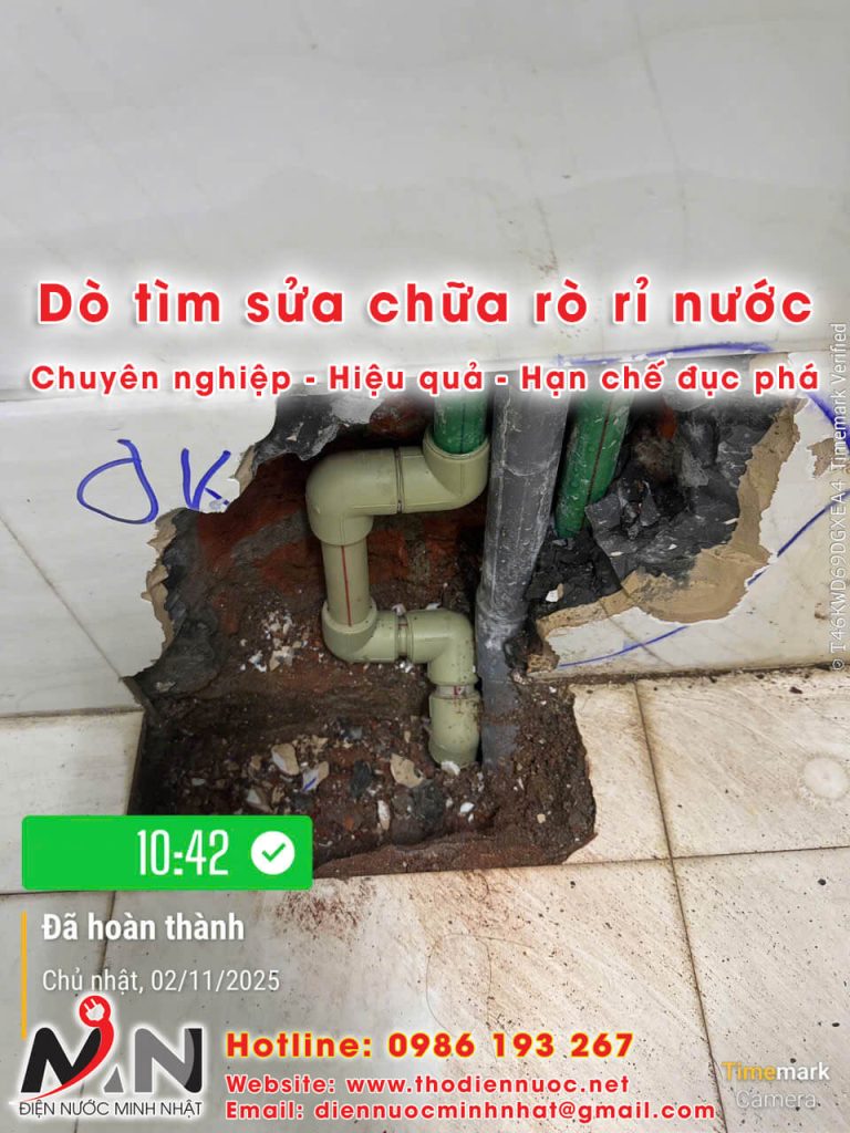 Dịch vụ dò tìm sửa chữa rò rỉ nước giá rẻ của điện nước Minh Nhật