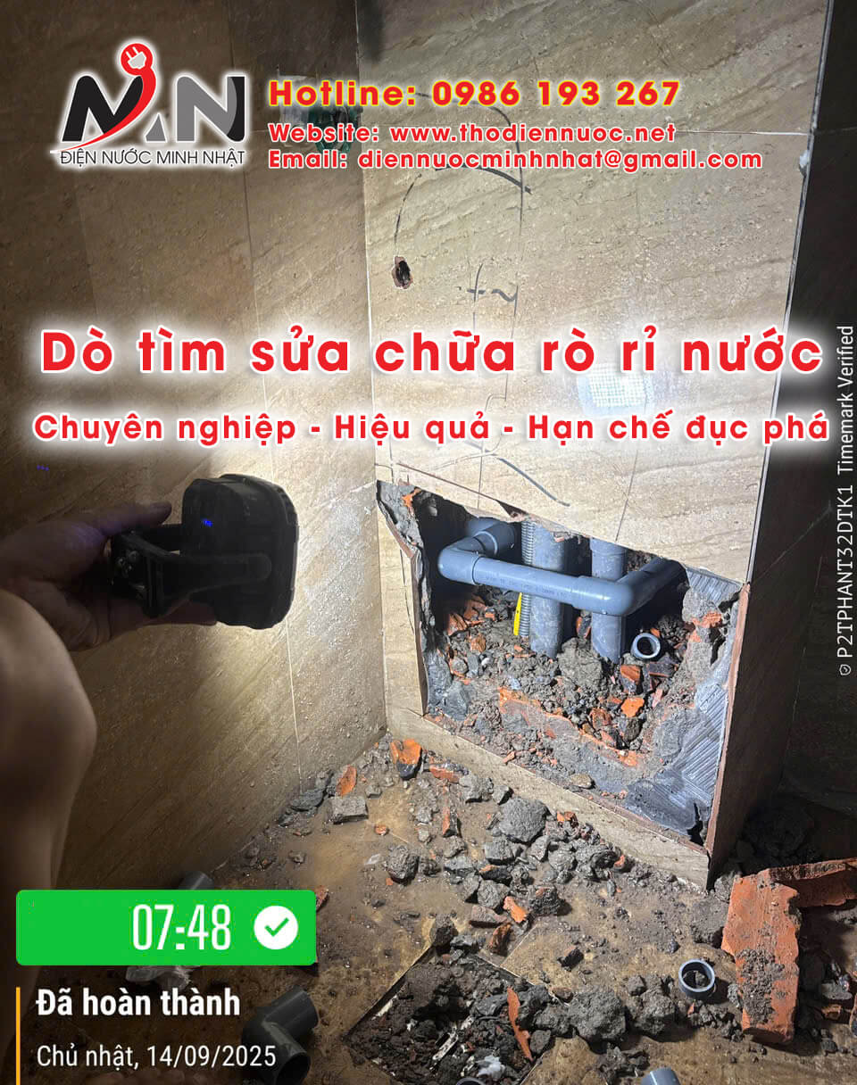 Dịch vụ Dò tìm sửa chữa rò rỉ nước giá rẻ ở Biên Hòa của thợ điện nước Minh Nhật