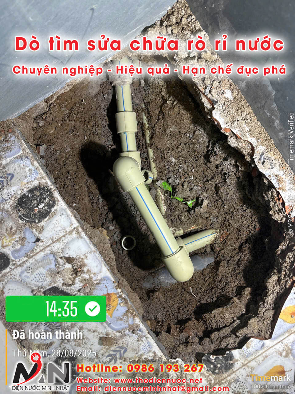 Dịch vụ dò tìm sửa chữa rò rỉ nước giá rẻ ở quận 1 của điện nước Minh Nhật